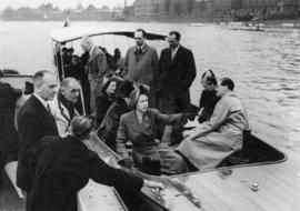 Princess Elizabeth and others on board Enchantress, alongside another day launch