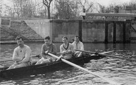 Coxless four in training
