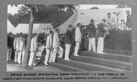Henley 1928 - Prince George presenting Grand Challenge Cup and medals