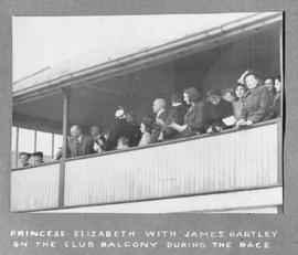 Princess Elizabeth with James Hartley on the balcony during the race