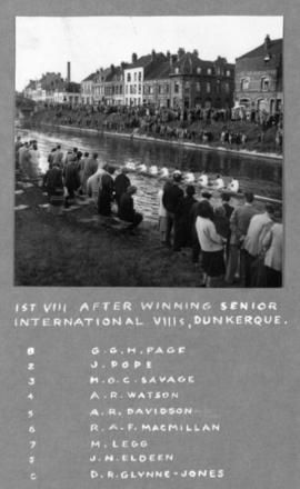 1st VIII after winning Senior International VIIIs, Dunkerque